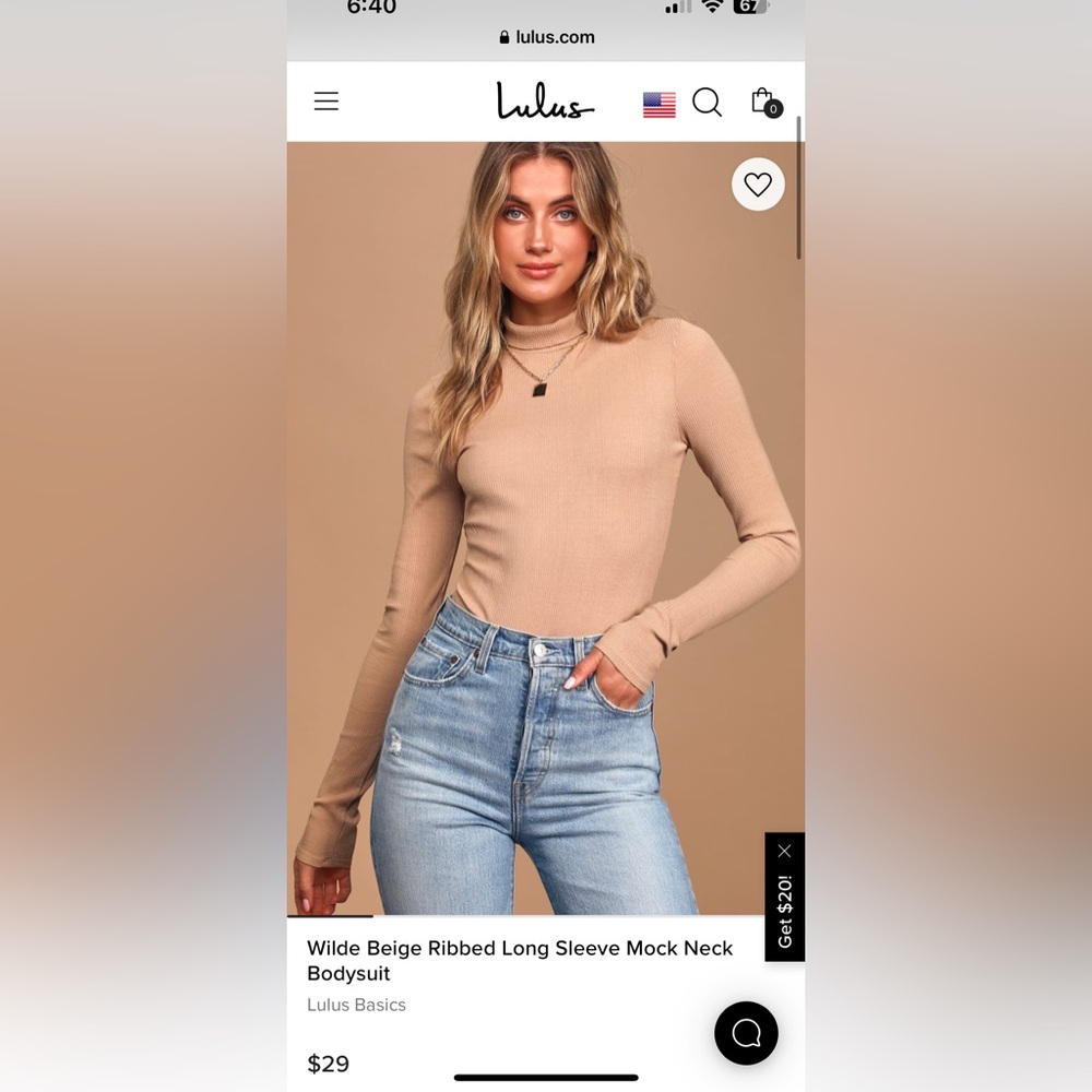 Lulus Wilde Beige Ribbed Long Sleeve Mock Neck Bodysuit
